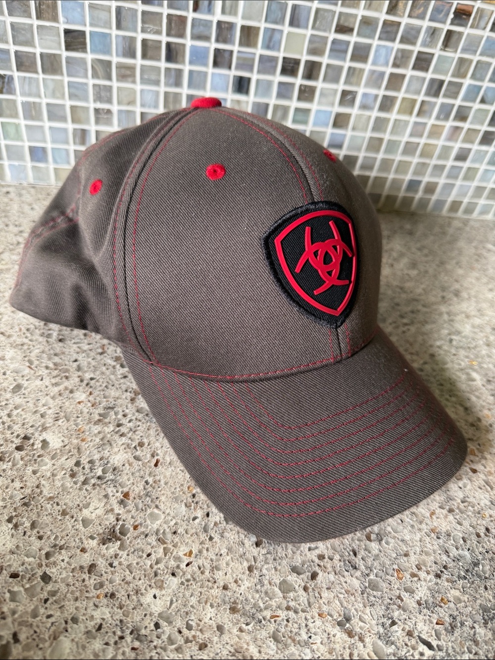 Ariat Brown Fitted Baseball Cap with Red Accents